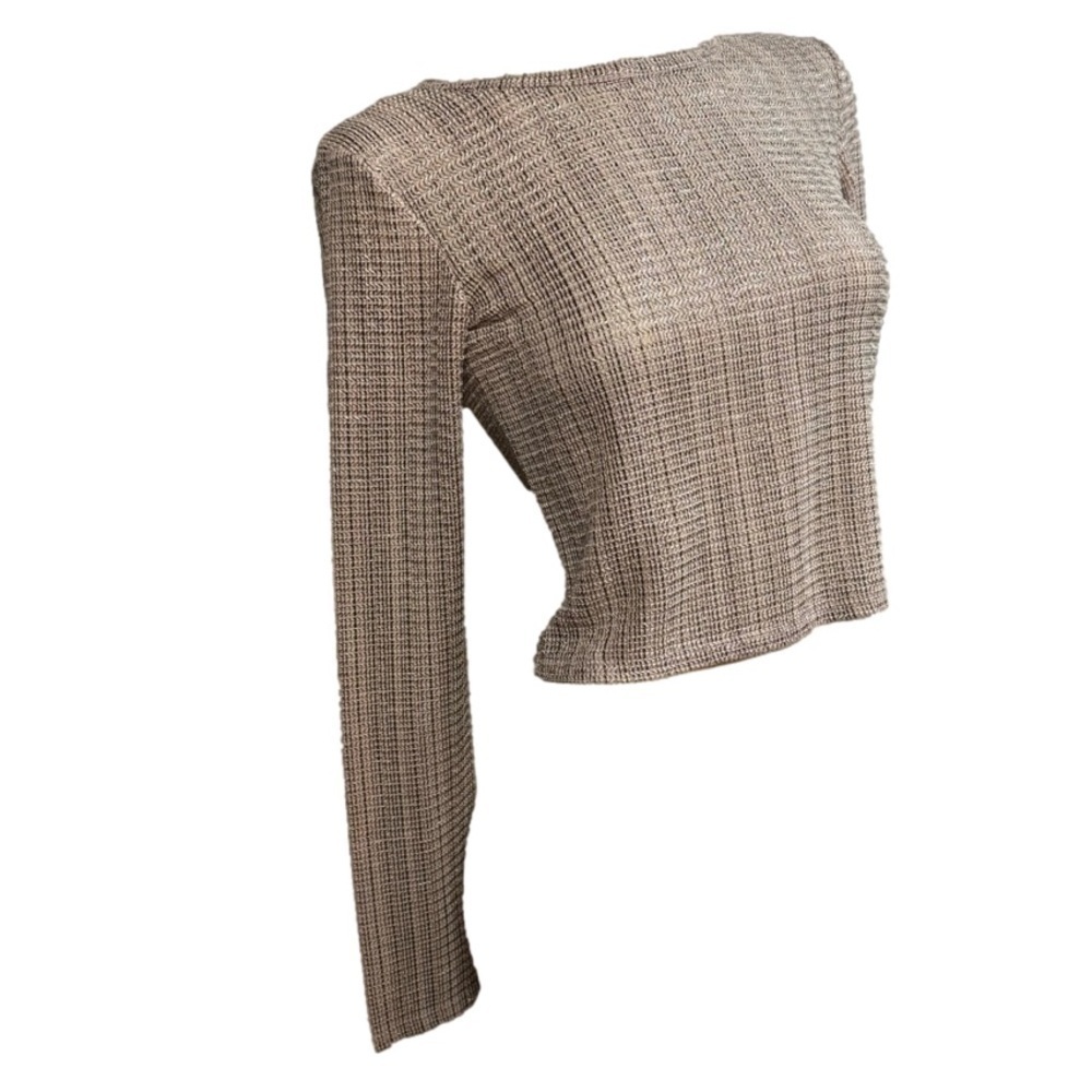 Zara Metallic Cropped Long Sleeve Shirt